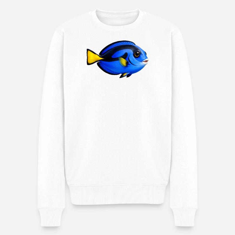 Doktorfisch bunt Meeresfisch - Männer Premium Bio Pullover - Weiß