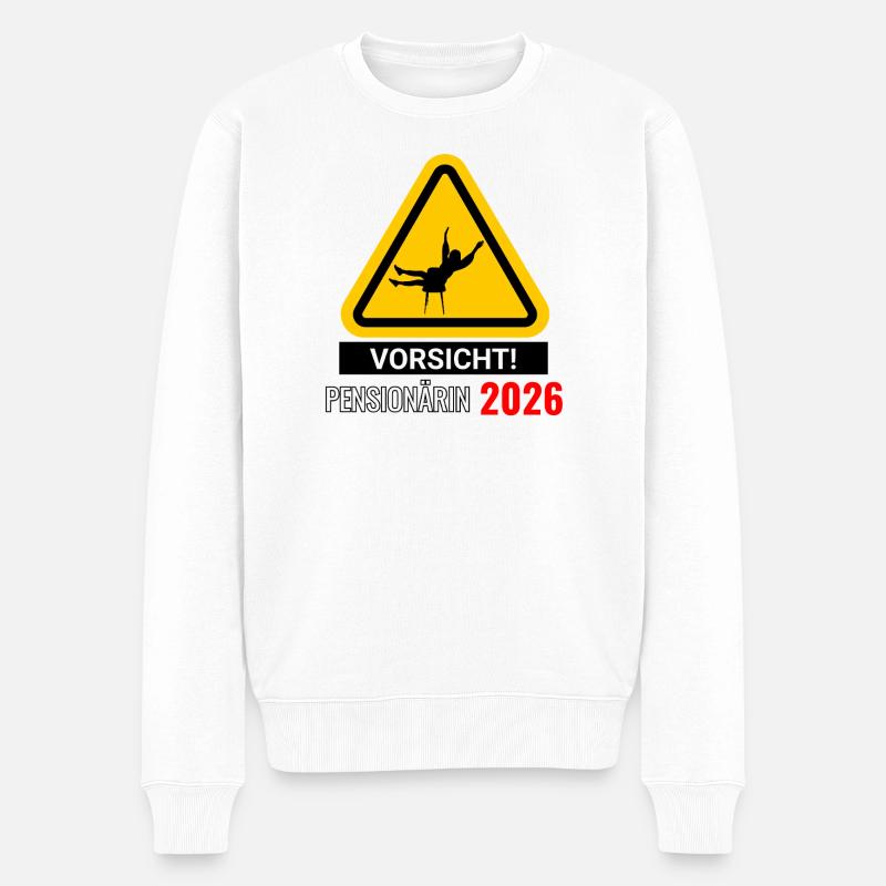 Vorsicht! Pensionärin 2026 - Männer Premium Bio Pullover - Weiß