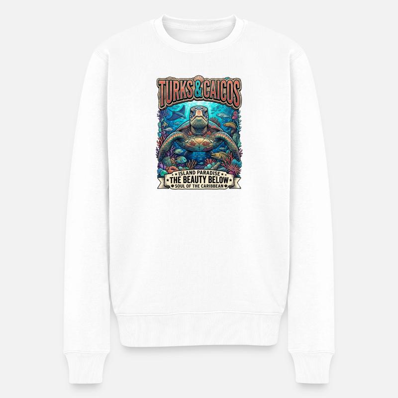 Turks & Caicos Schildkrötenparadies - Männer Premium Bio Pullover - Weiß