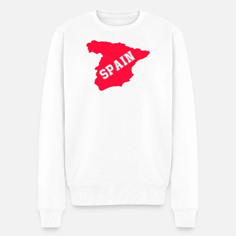 Spanien Silhouette mit diagonaler SPAIN - Männer Premium Bio Pullover - Weiß