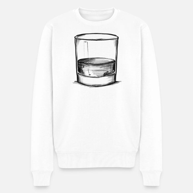 Whiskeyglas - Illustration - Männer Premium Bio Pullover - Weiß