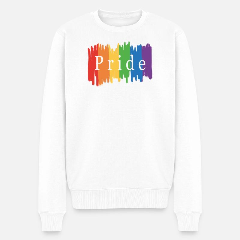 Regenbogenfahne Pride Month - Männer Premium Bio Pullover - Weiß