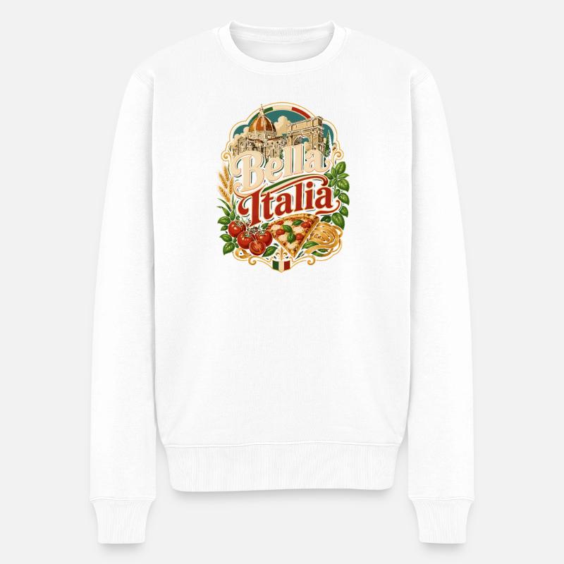 Bella Italia Pizza & Landmark - Männer Premium Bio Pullover - Weiß