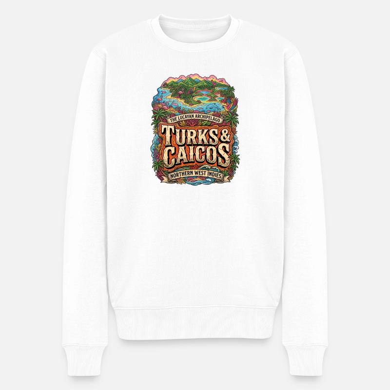Turks & Caicos Tropenparadies Edition - Männer Premium Bio Pullover - Weiß