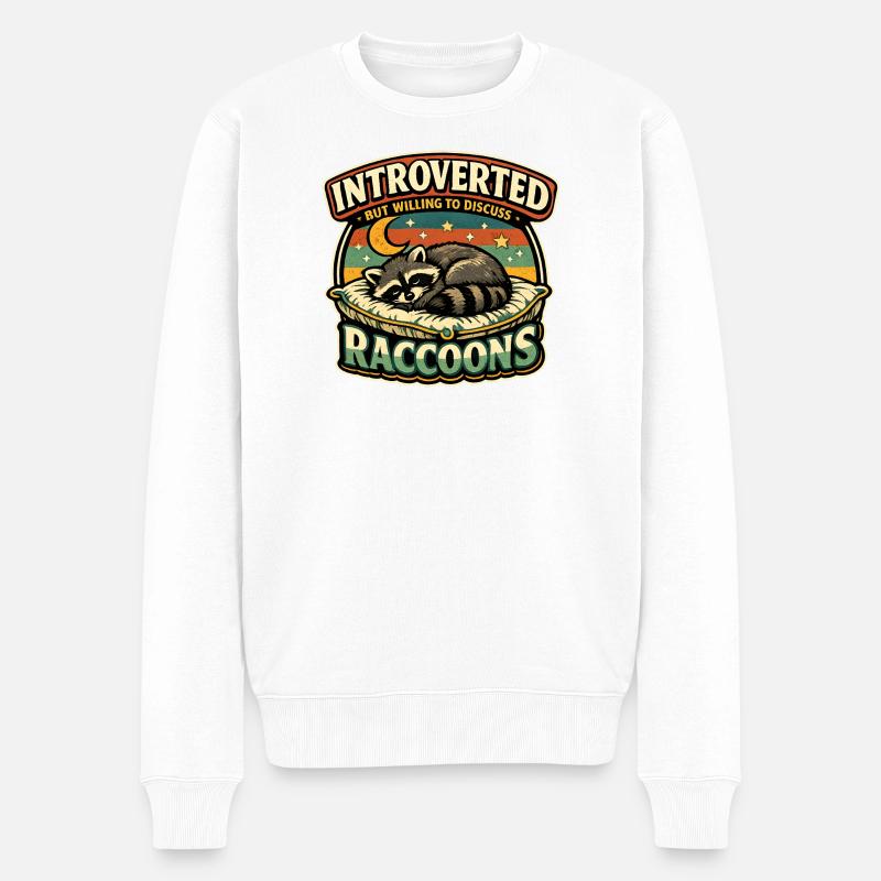Introvertierter Waschbär Diskutierbar - Männer Premium Bio Pullover - Weiß