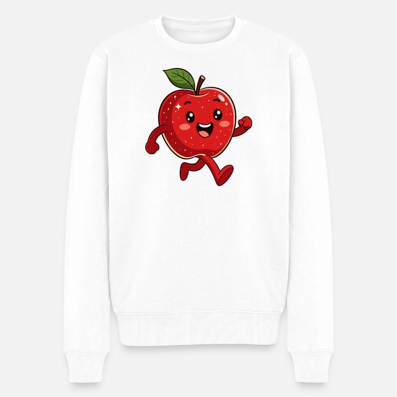 Roter Apfel - Männer Premium Bio Pullover - Weiß