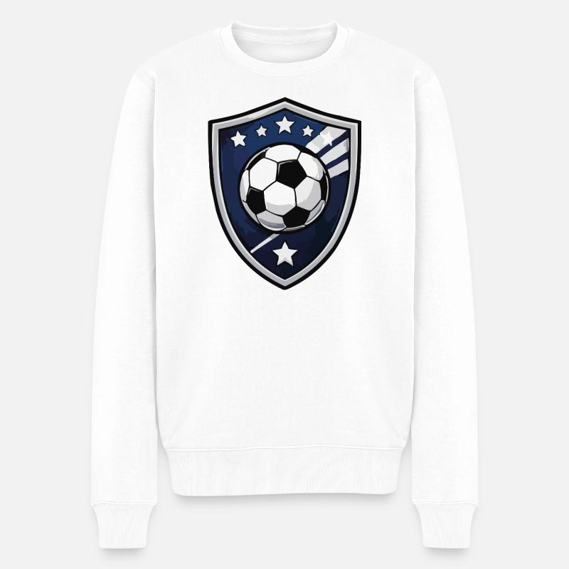 Soccer Shield Crest - Männer Premium Bio Pullover - Weiß