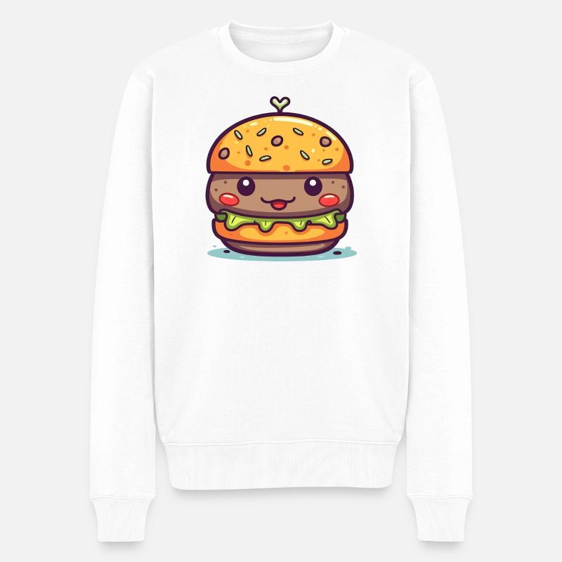 Kawaii Burger Charme - Männer Premium Bio Pullover - Weiß