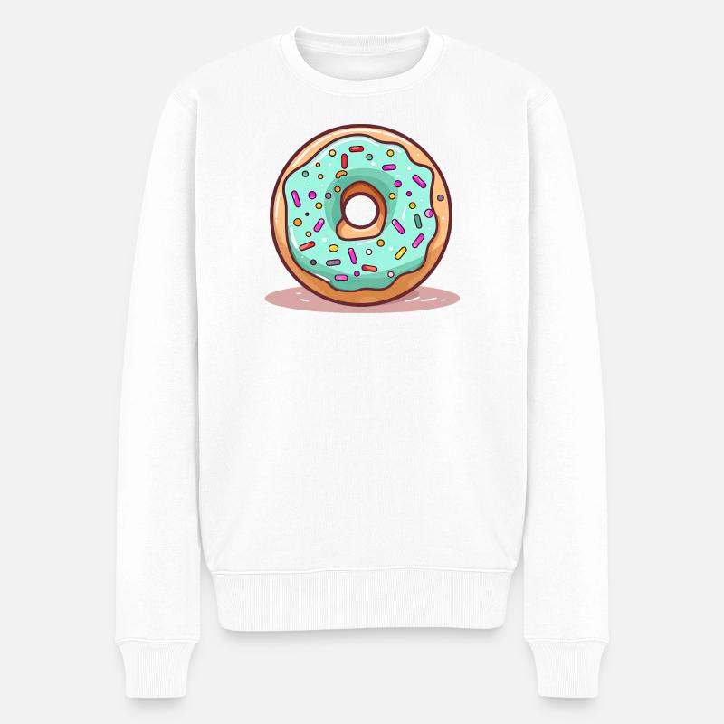 Donut Mintblau Glanz - Männer Premium Bio Pullover - Weiß