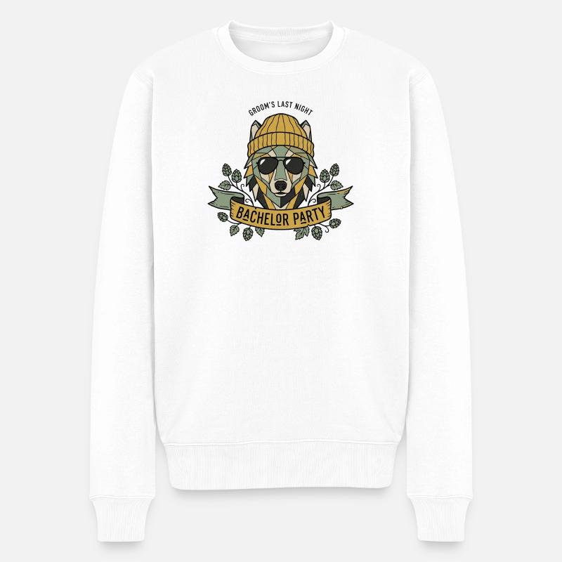 Wolfsmaske Bachelor Party Design - Männer Premium Bio Pullover - Weiß