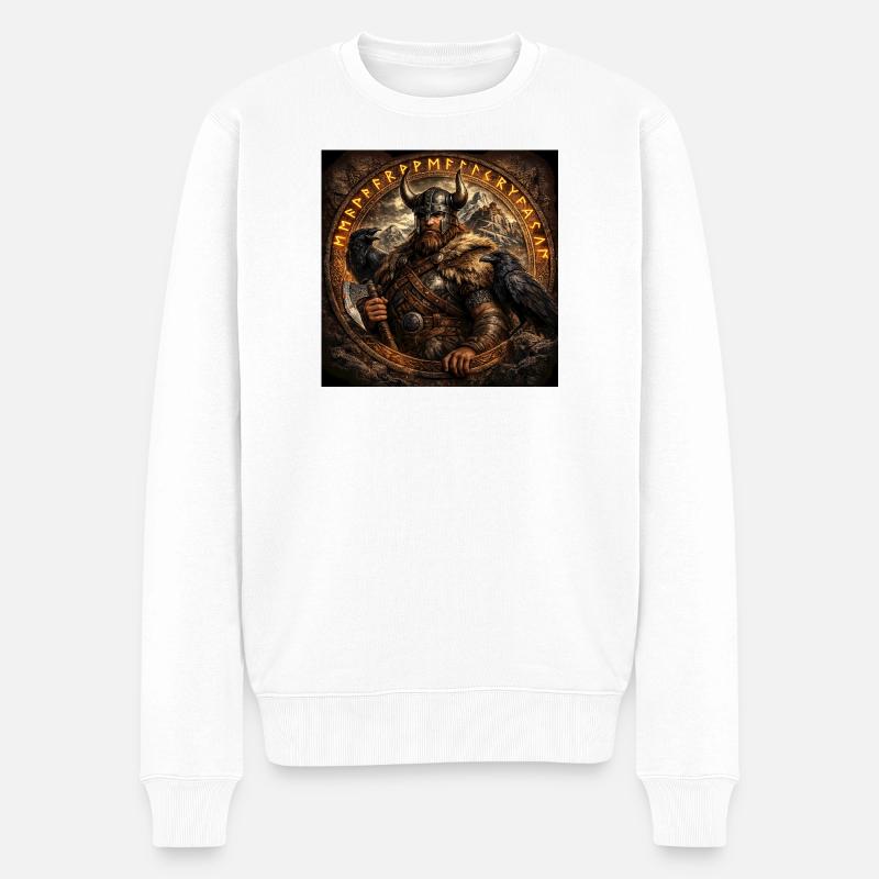 Vikinger Krieger im Runenring - Männer Premium Bio Pullover - Weiß