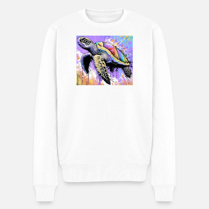 Schildkröte - Männer Premium Bio Pullover - Weiß