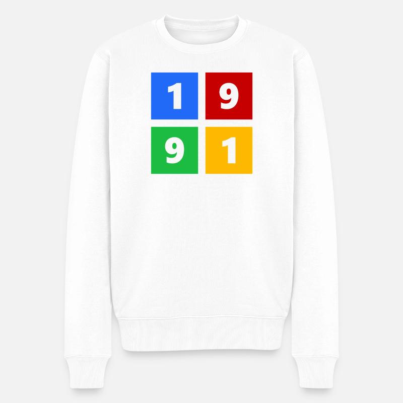 1991 - Männer Premium Bio Pullover - Weiß