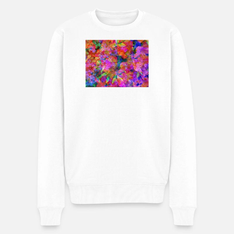 Farbexplosion Blüten-Collage - Männer Premium Bio Pullover - Weiß
