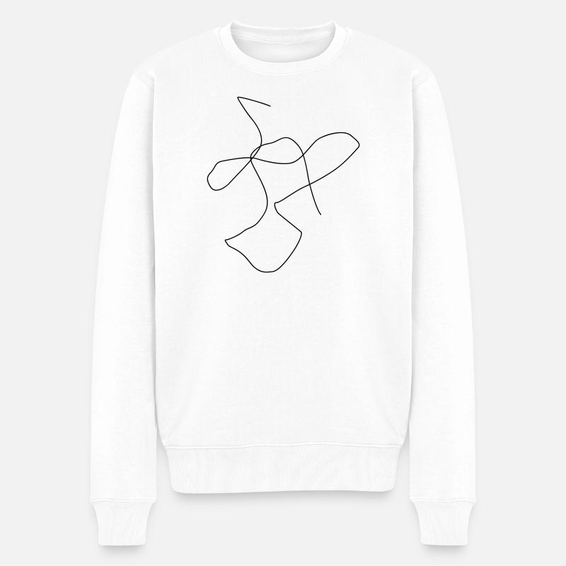 Chaotische Line-Art 3 - Männer Premium Bio Pullover - Weiß
