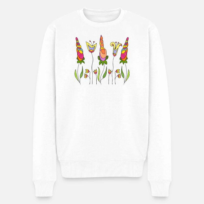 Blumen - Männer Premium Bio Pullover - Weiß