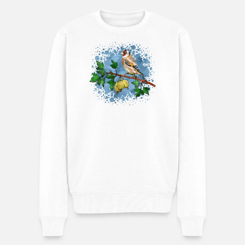 Bunter Vogel - Männer Premium Bio Pullover - Weiß