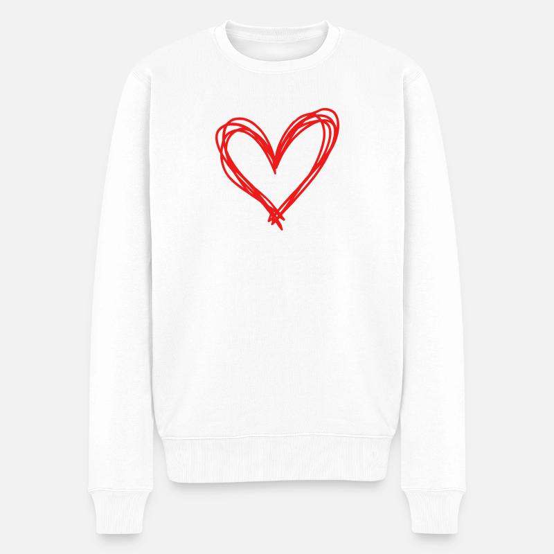 Herz - Männer Premium Bio Pullover - Weiß