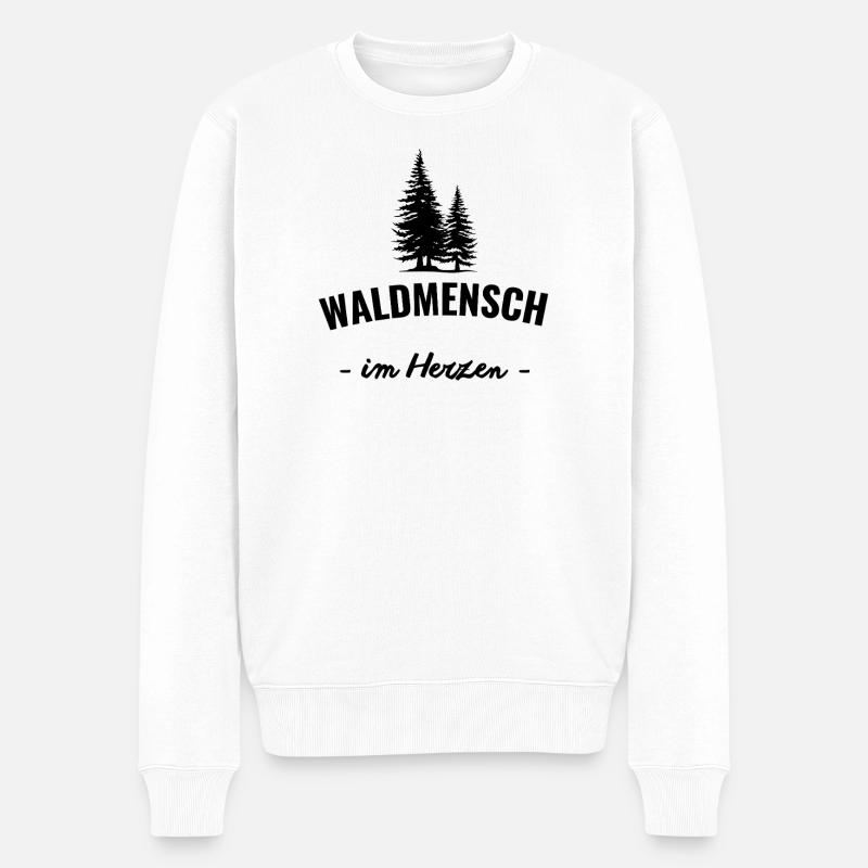 Waldmensch im Herzen - Männer Premium Bio Pullover - Weiß