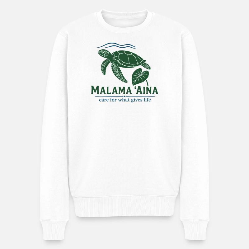 Malama Aina Schildkröte - Männer Premium Bio Pullover - Weiß