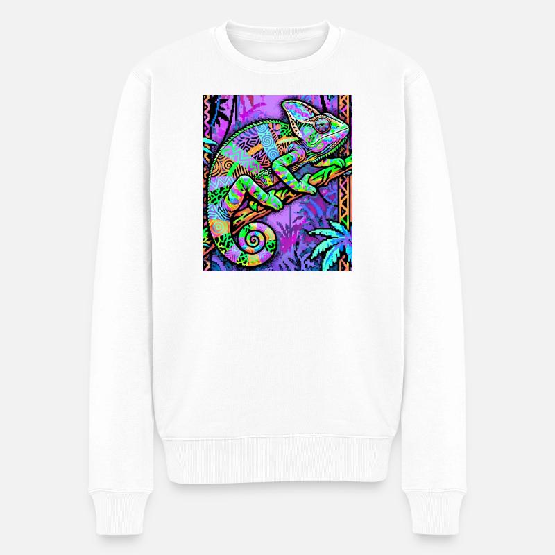 Chamäleon - Männer Premium Bio Pullover - Weiß
