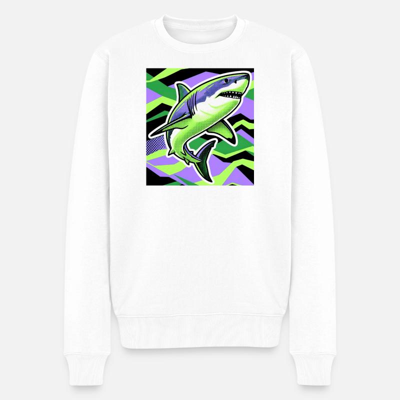 Hai - Männer Premium Bio Pullover - Weiß