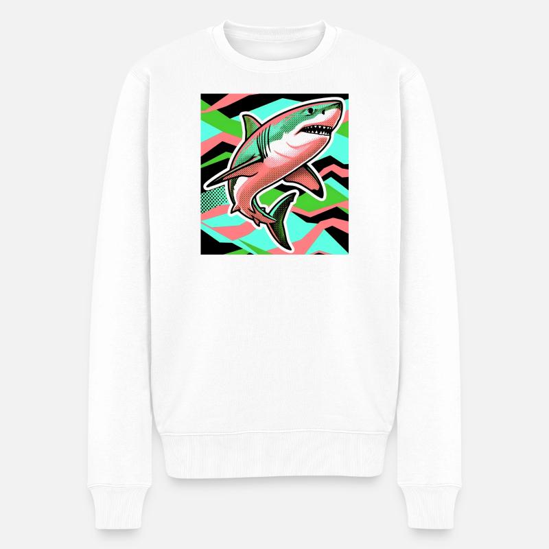 Hai - Männer Premium Bio Pullover - Weiß