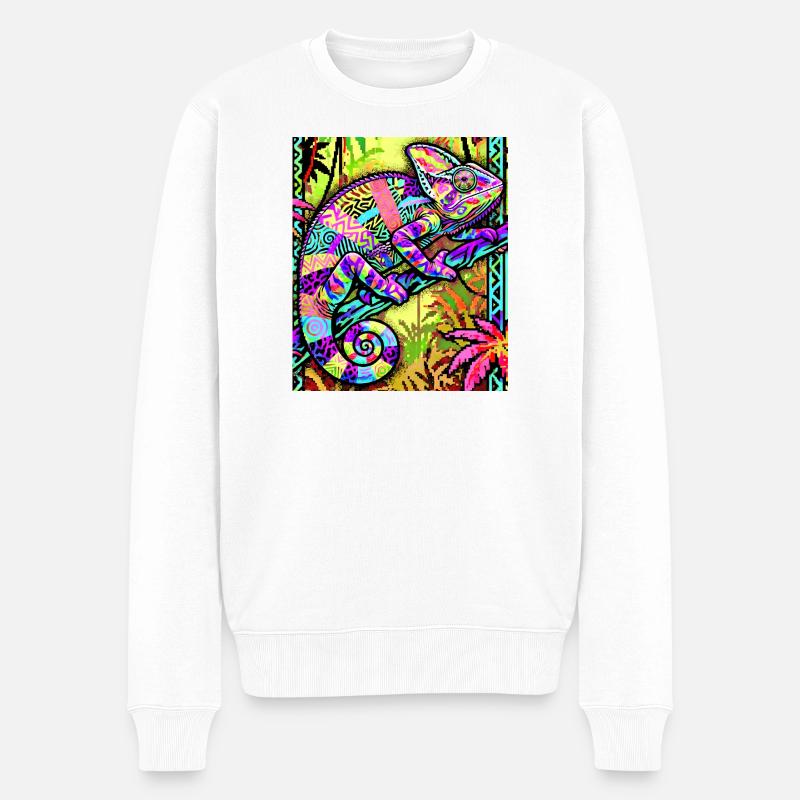 Chamäleon - Männer Premium Bio Pullover - Weiß