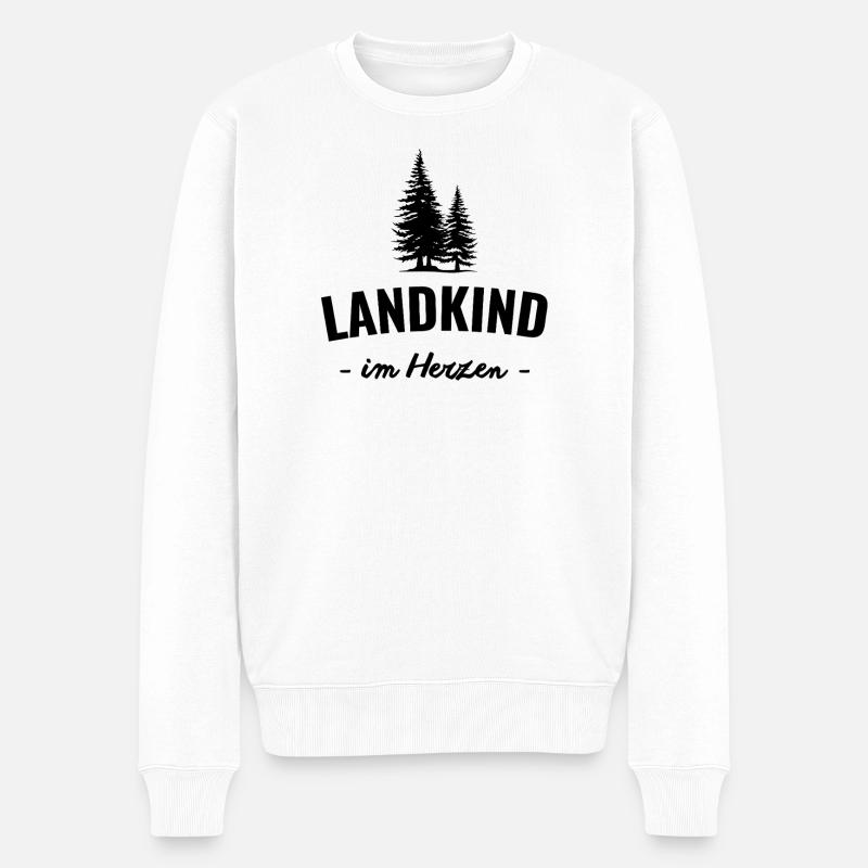 Landkind im Herzen - Männer Premium Bio Pullover - Weiß