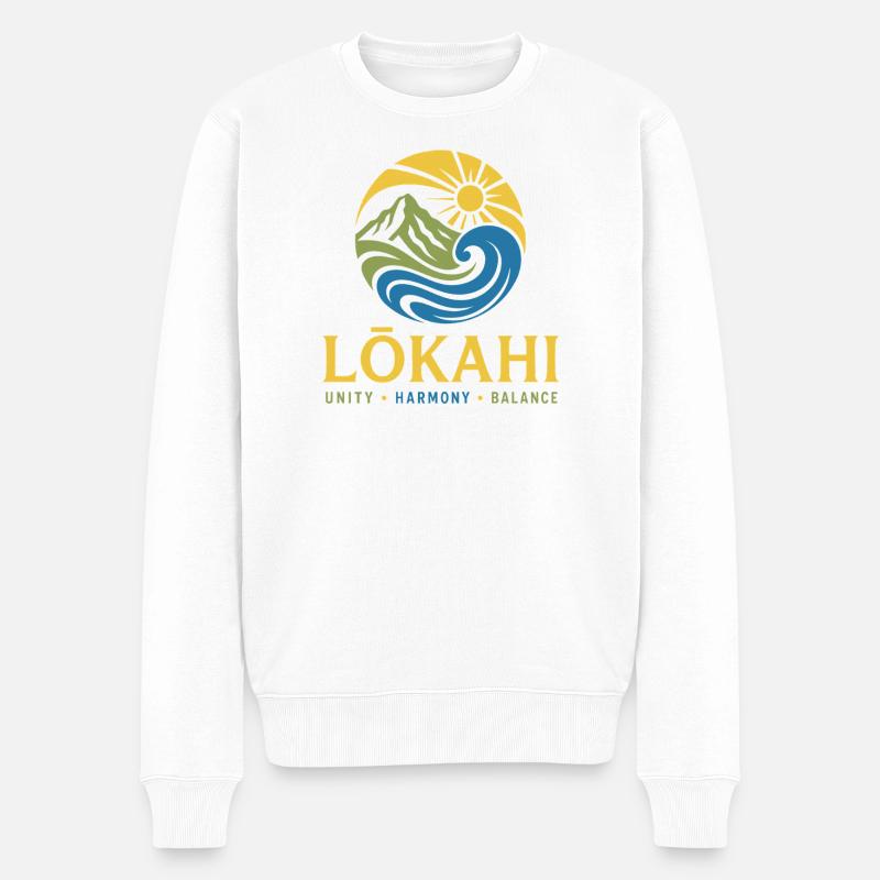 Lokahi-Einheitsgleichgewicht - Männer Premium Bio Pullover - Weiß