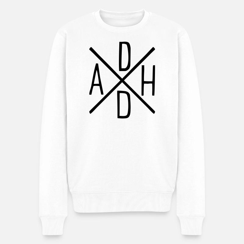 ADHS - Männer Premium Bio Pullover - Weiß