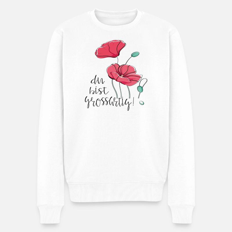 Du bist Großartig - Männer Premium Bio Pullover - Weiß