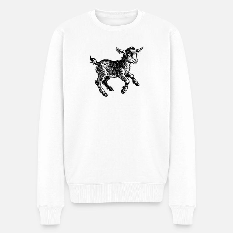 Springende Ziegenjunge - Männer Premium Bio Pullover - Weiß