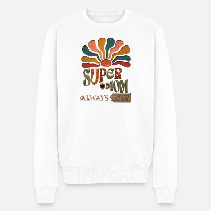 Supermom mit Sonnenstrahlen - Männer Premium Bio Pullover - Weiß