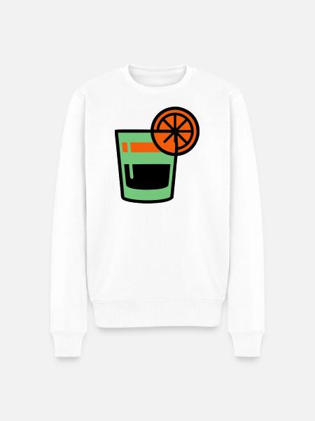 Cocktail Glas Logo - Männer Premium Bio Pullover - Weiß