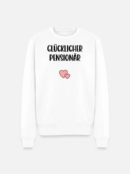 Glücklicher Pensionär Herz - Männer Premium Bio Pullover - Weiß