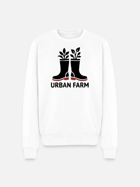 Urban Farm Rubber Boots Logo - Men's Premium Organic Jumper - white