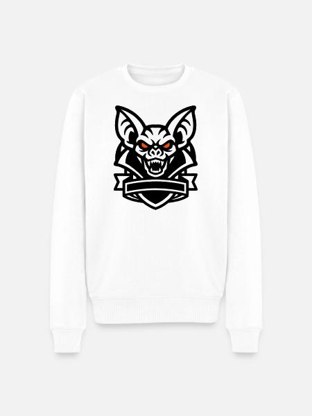 Fledermaus Maskottchen Logo - Männer Premium Bio Pullover - Weiß