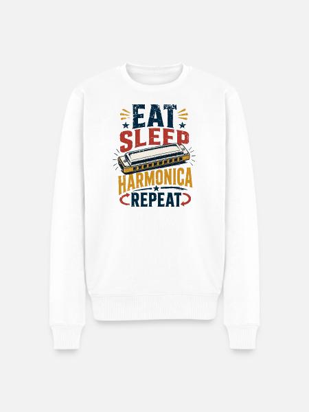 Instrument Harmonica Repeat-Music Harmonica - Men's Premium Organic Jumper - white