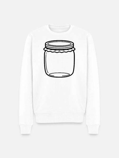 Jam Jar Outline - Men's Premium Organic Jumper - white