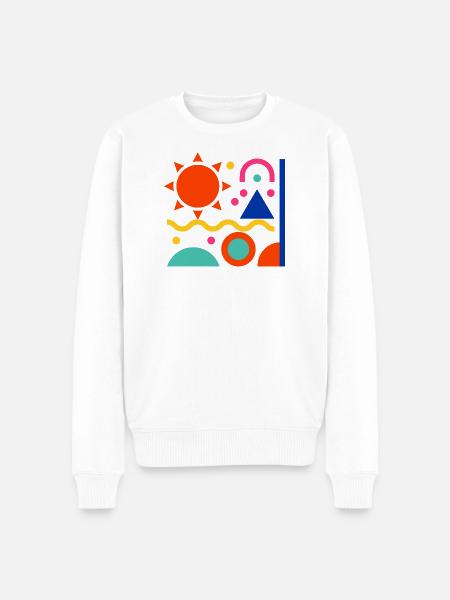 Bunte Formen - Männer Premium Bio Pullover - Weiß