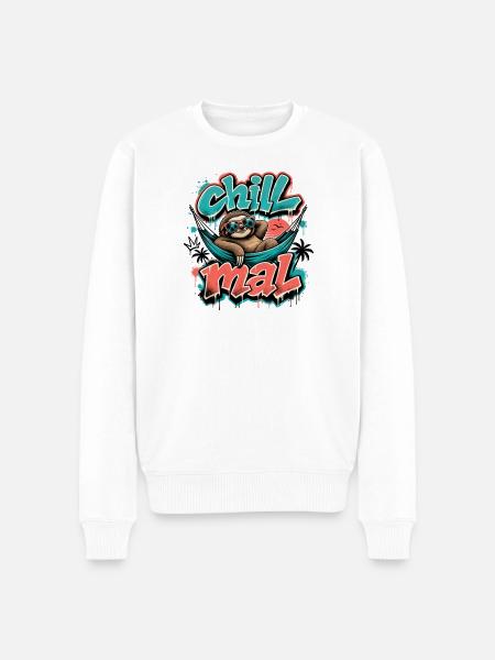 Chill Times Cool Sloth Graffiti Design - Men's Premium Organic Jumper - white