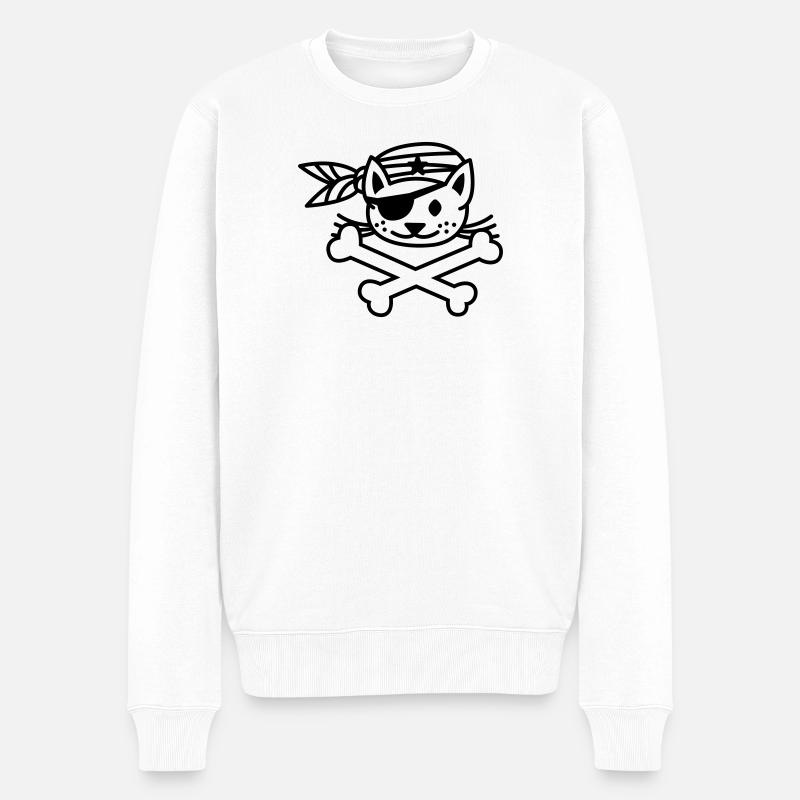 pirate kitty - Männer Premium Bio Pullover - Weiß