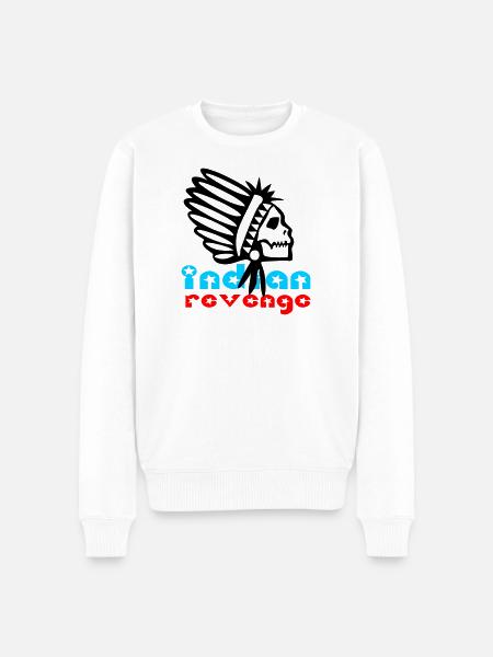Indian Skull Revenge - Männer Premium Bio Pullover - Weiß