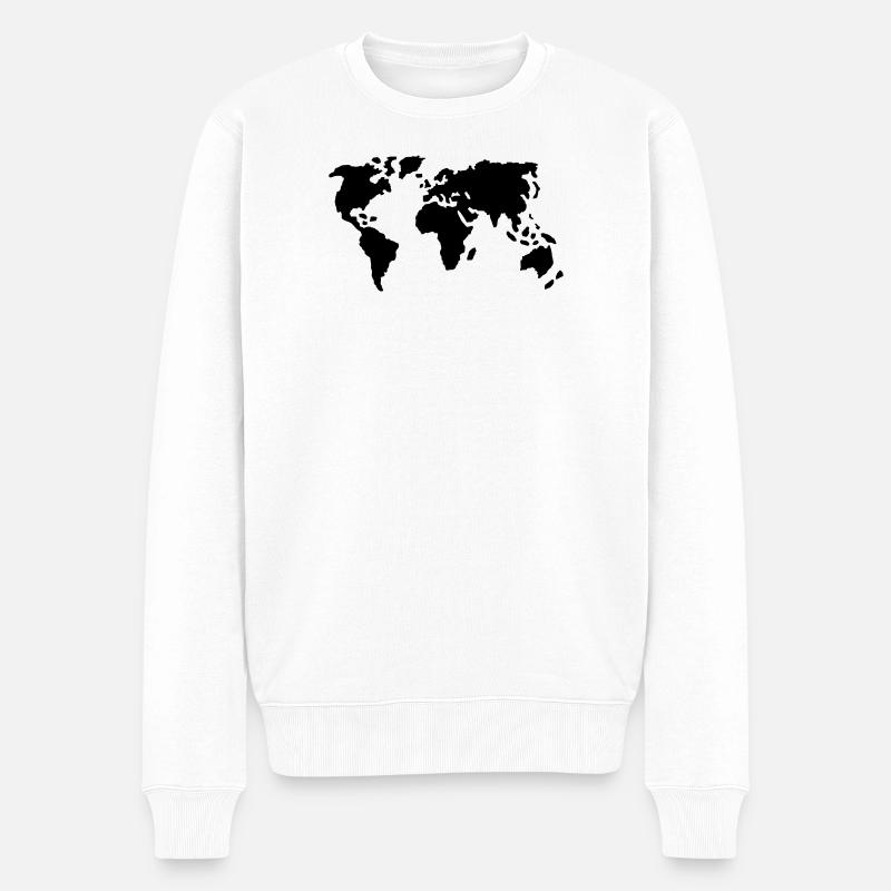 Welt - Männer Premium Bio Pullover - Weiß