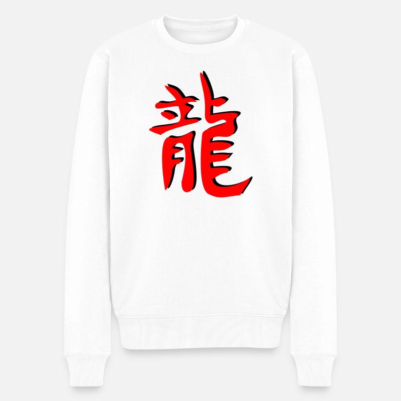 Drachen_3d_kanji - Männer Premium Bio Pullover - Weiß