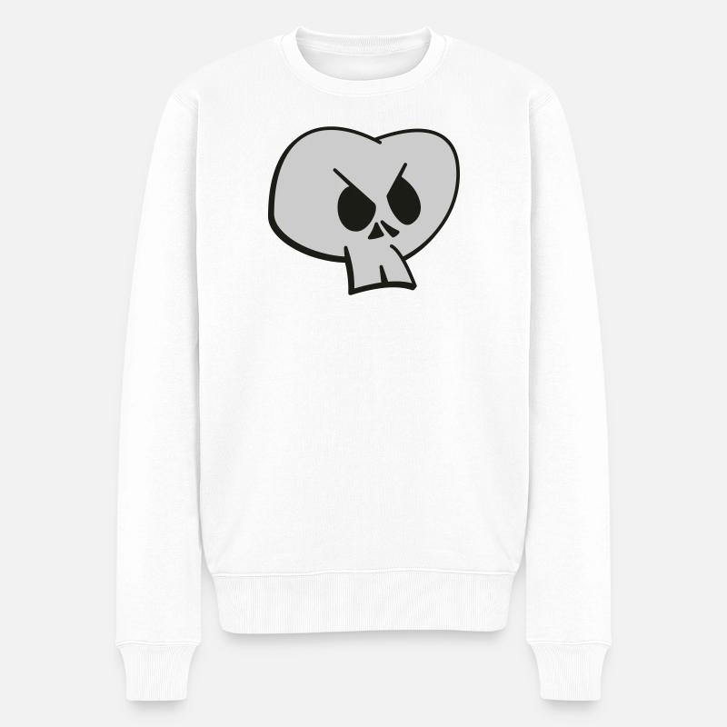 Schädel - Männer Premium Bio Pullover - Weiß