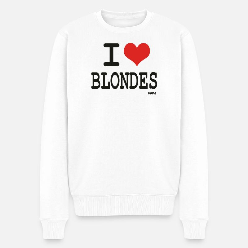 I love blondes - Männer Premium Bio Pullover - Weiß