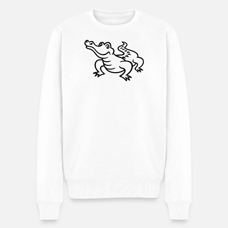 Krokodil - Männer Premium Bio Pullover - Weiß