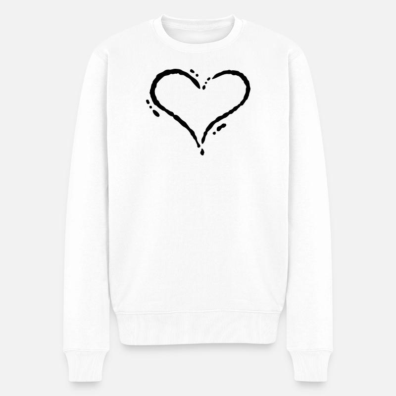Herz - Scribble (Zeichnung) - Männer Premium Bio Pullover - Weiß